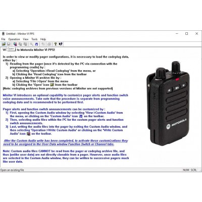 Minitor VI Customer Programming Software